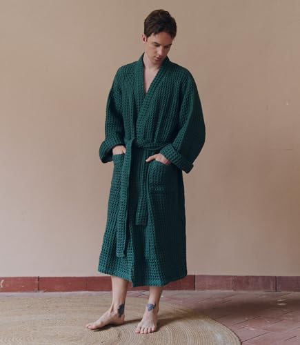 Image of Luxury Organic Japanese Cotton Hotel & Spa Waffle Bathrobe for Men and Women (Hooded /Kimono)