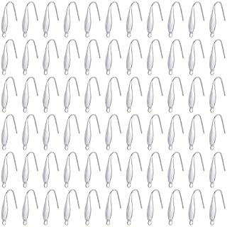 UNICRAFTALE 80Pcs Earring Hooks 316 Stainless Steel Fish Hook Earrings 1.2mm Hole Wire Earring Hooks Hypoallergenic Ear Wires Fish Hooks Earring Findings for DIY Earring Jewelry Making 20x10x4.5mm