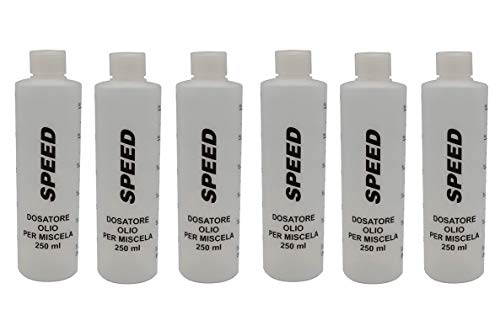 Speed N. 6 Misurini Dosatori olio per miscela 250 ml con tappo, scala graduata e percentuali 2-4% 2,5-5% 3-6%…