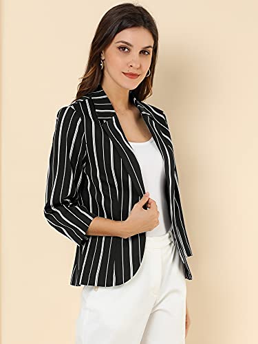 Blazer rayé à manches 3/4 ouvert devant et revers cranté femme veste - 4