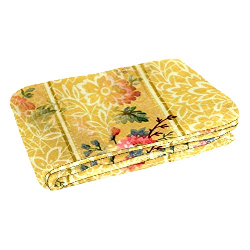 Plaid doux motif floral dore couverture de canapé cocooning