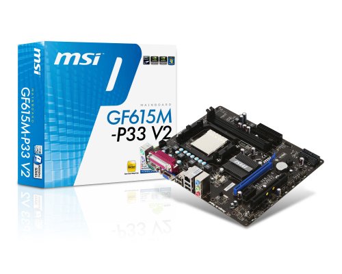 MSI GF615M-P33 V2 Sockel AM3 Mainboard (Micro ATX, AMD Athlon II X4, 2X DDR3 Speicher, 4X USB 2.0)