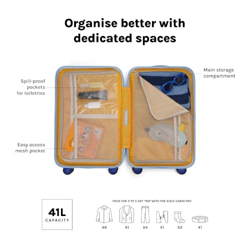 Image of MOKOBARA Aisle Cabin Pro Luggage Trolley Bag-57cm(41L),Polycarbonate Hardshell,Frosted Hardware,Dedicated Tech Compartment for 15.6 inch Laptop,YKK Zippers,TSA Lock, Silent Wheels (Shy Blue)