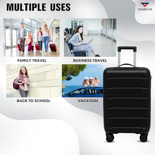 Image of 28-Inch Hard-Shell Luggage Suitcase | Lightweight 3.7 kg | 360 Spinner Wheels | 2-Way Zipper | Multi-Functional Lock | Business & Family Travel Trolley Bag (1, BLACK-20INCH)