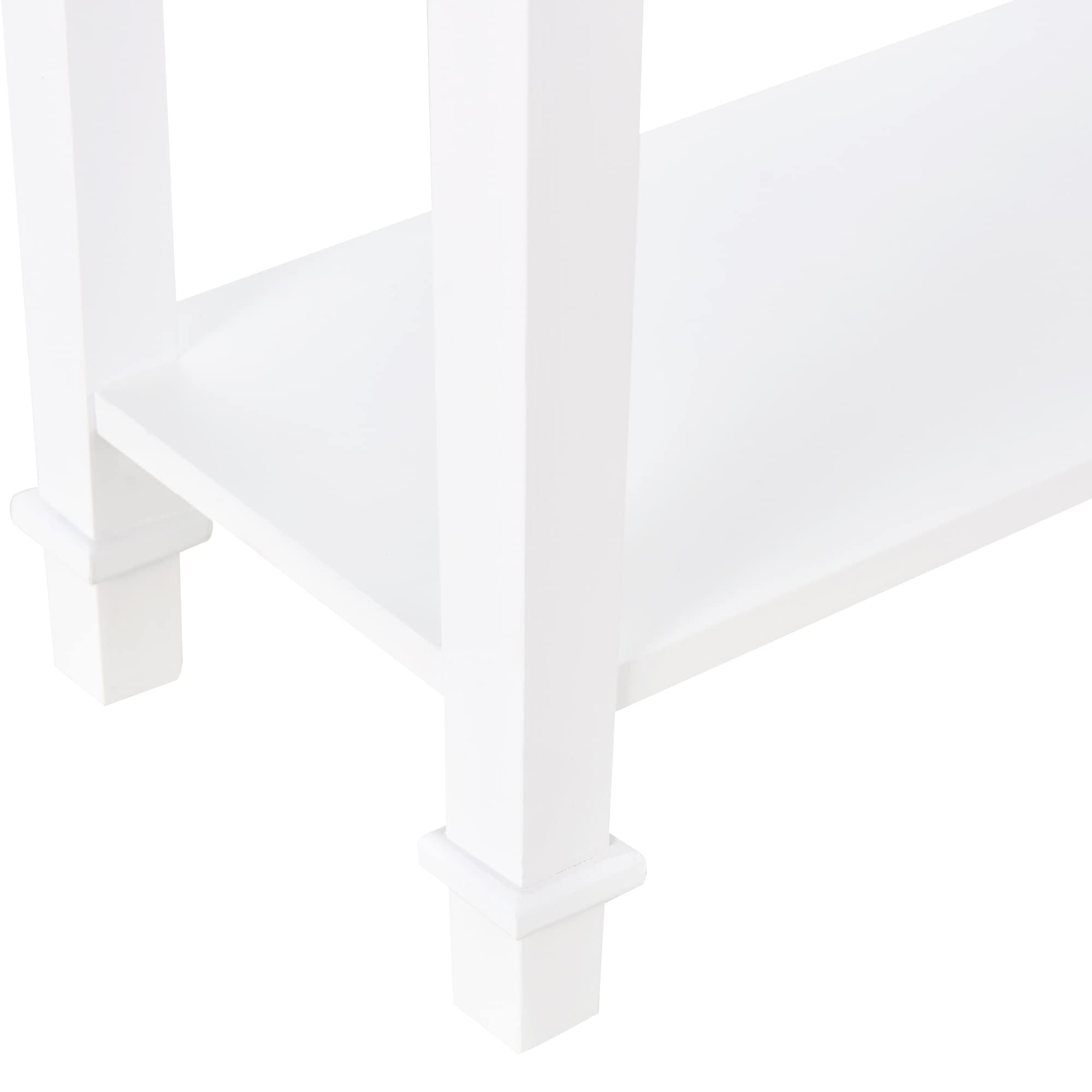 HOMCOM Mesa de Consola Multifuncional Recibidor 75,6x27,5x80,5 cm Blanco | Mesa Auxiliar, para Sala Pasillo Comedor, 2 Estantes, 1 Cajón Extraíble, Manija, Estilo Retro, Pino, Madera Natural