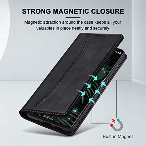 Image of Jasonyu Flip Wallet Case for Google Pixel 6 Pro 5G,Black