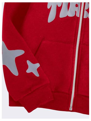 Image of SOLY HUX Boy's Zip Up Hoodies Y2k Letter Graphic Sweatshirt
