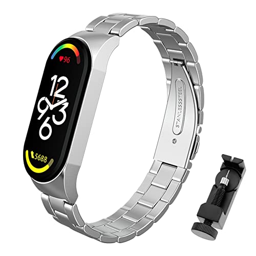 BDIG Armband Kompatibel mit Xiaomi Mi Band 7 Metall Ersatzarmband Einstellbar Edelstahl Replacement Armband Zubehör Uhrenarmband für Mi Smart Band 7 (Nicht enthalten Uhr)
