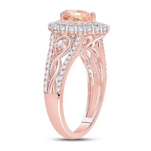 Jewels By Lux 14kt Rose Gold 3/8 Cttw Diamond and 1/2 Cttw Morganite Wedding Engagement Anniversary Ring, Women Size: 5-92