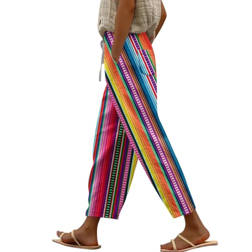 Linen Pants for Women Vacation Drawstring Casual Work Pants Solid Summer Trousers Lounge Fashion with Pockets Outfit