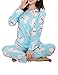 VENTELAN Women's Cute Rabbits Printed Pajama Sets Long Sleeve Sleepwear Nighty