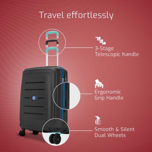 Image of VIP Corsa Check-in 66 Cm (Medium) 8 Wheels Polycarbonate Spinner Trolley Bags for Travel, Hard Case Lightweight Bag with Combination Lock, Tough Suitcase for Travel (Black)