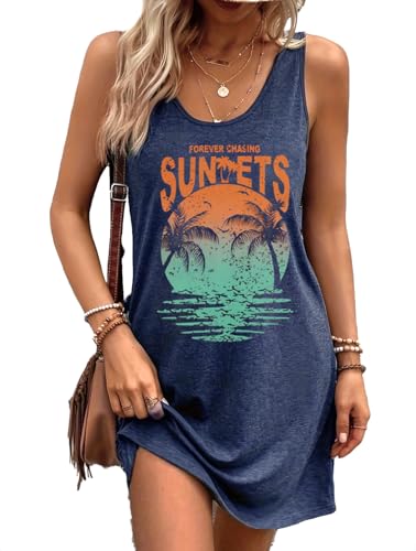 Womens Sundresses Summer Dresses Sunset Graphic Vacation Cruise Outfits Casual