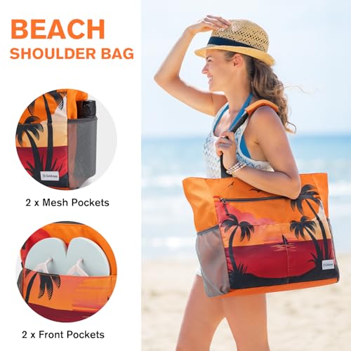 Image of G4Free Beach Bag, Waterproof Sandproof Beach Tote Bag, Large Capacity Foldable for Women