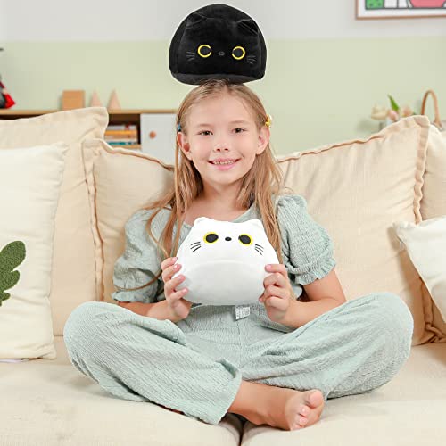 Auspicious Beginning Cute Black And White Combination Cat Plushie Toy - Soft And Bouncy Cat Stuffed Animals For Children, Comfortable Plush Cat Pillow Doll For Stress Relief, Sleeping And Decoration #TOP4