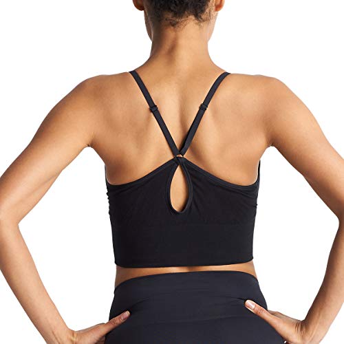Yummie Women's Evelyn Long Line Seamless Wire Free Racer Back Bra, Black, M/L #TOP1