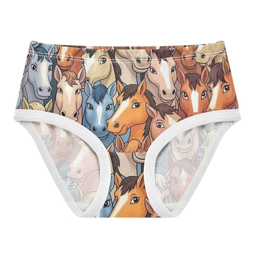 Durable Toddler Underwear Floral 2t Cotton Cute Panties Girl Colorful Cartoon Horses Blue Brow Briefs Undies Kids