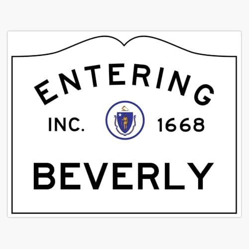 Beverly Massachusetts Town City Entering Road Sign MA State Travel Souvenir 5" Vinyl Decal Bumper Sticker