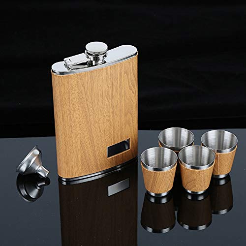 Tiamu 9oz Houten Heupfles Set met 1 Trechter en 4 Koppen Whiskey Wijn Staal Flagon Fles Reizen Drinkware voor Geschenken - Afbeelding 3
