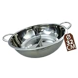 JADE TEMPLE Hot Pot Wok, stainless steel, mit praktischer Trennwand und 32 cm Innendurchmesser, mit Doppelgriff, 1x Hot Pot Wok, Rostfreier Edelstahl