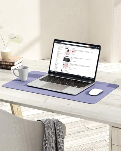Image of YSAGi Non-Slip Desk Pad,Mouse Pad,Waterproof PVC Leather Desk Table Protector,Ultra Thin Large Desk Blotter, Easy Clean Laptop Desk Writing Mat for Office Work /Home /Decor(Lavender, 23.6 inch x 13.7 inch)
