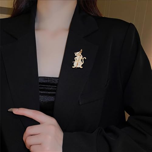 Image of Play The Cello Cat Cartoon Animal Brooch Lapel Pins Badge Unique Brooches for Women Girls Suit Dresses Clothing Backpacks Bags Hats Accessory Fashion Jewelry