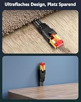 Cat 8 LAN Kabel 2meter,Tesmax 40Gbps Netzwerkkabel Hochgeschwindigkeits 2000MHz S/FTP Ethernet Kabel Gigabit POE RJ45 Nylon Geflochtener Vergoldeter Patchkabel für PS5/4 Router Modem Switch Steam Deck – Ansicht 6