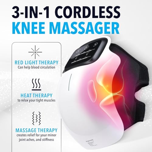 Image of Dealsure Knee Massager For Joint Pain Relief - Red Light Therapy with Vibration & 3 Heat Levels, LED Touch Screen Knee Pain Relief Massage Machine, For Knee, Elbow & Shoulder Support