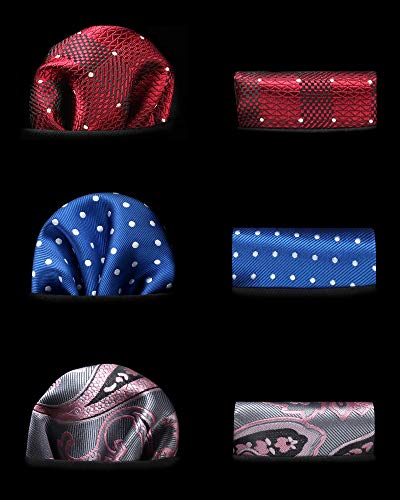 Image of HISDERN Mens Ties Extra Long Tie and Pocket Square Set 63 Inch XL Tie Pack Collection Present Box Necktie Lot 3 PCS