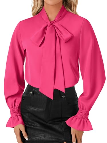 Image of LYANER Women's Bow Tie Neck Business Work Blouse