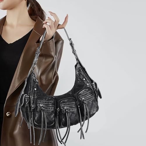 Image of Angel Kiss Hobo Bags Purse for Women Y2K Shoulder Bag Multi Pockets Designer Satchel Studded Handbags with Strap