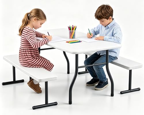 Kids Picnic Table with Benches 38 Outdoor Toddler Table Set for 4 Children Heavy Duty HDPE Play Table 300LBS Capacity Kids patio table and Chairs for Backyard Park Garden Crafting and Indoor