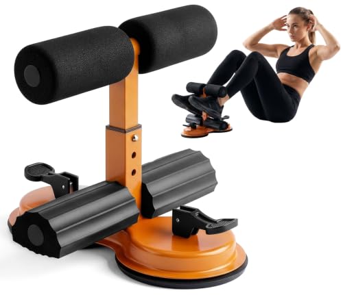SQUATZ Portable Sit Up Bar Floor Holder with 2 Strong Suction Cups for Abs Pull Up Bar Sticky Pad Adjustable Foot Holder for Thigh Workout for Office Home Gym for Men and Women Support 661 lbs