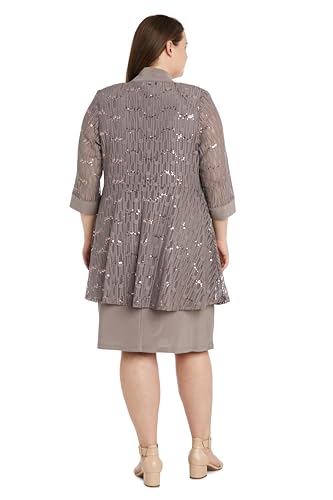 Image of R&M Richards Women's Sequin Lace Jacket & ITY Sheath with Necklace for Mother of the Bride, Cocktail Attire, Evening Wear