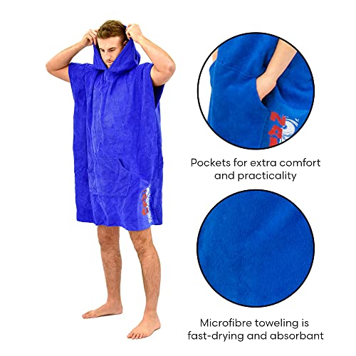 Nalu Adults Microfibre Hooded Towel Robe for Beach Swimming Changing, Multi-coloured - Image 3