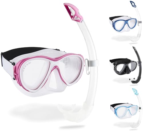 Cressi Samoa & Mexico - Combo Set Mask Samoa + Snorkel Mexico Diving and Snorkelling, Transparent/Pink, One Size, Unisex Adult