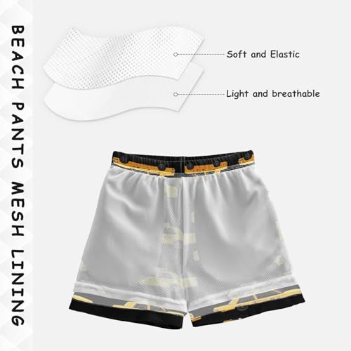 Pigsaly Boys' Swim Board Shorts Black Sportcar Yellow Taxis Car Boy's Swim Trunks Kids Swimwear XS4