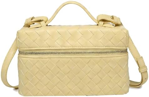 Mini Woven Crossbody Purse Square Box Bags Top-Handle Tote Handbag Shoulder Bag Cute Satchels Trendy