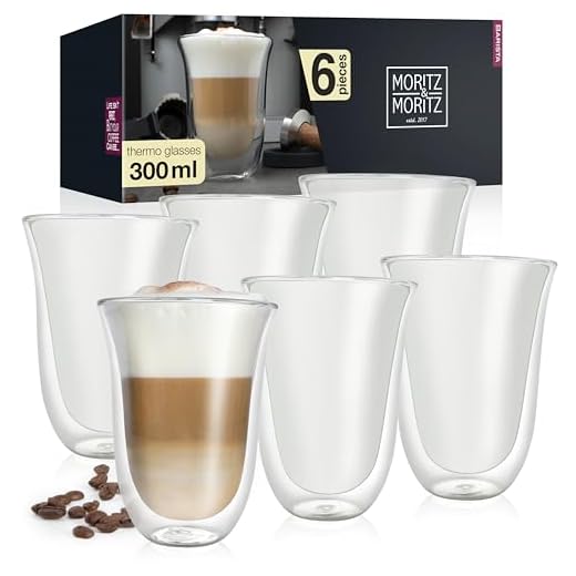 Caffé Italia Napoli 6 x 300 ml dubbelväggiga kaffeglas – för Latte Macchiato te varma och kalla drycker – diskmaskinssäker