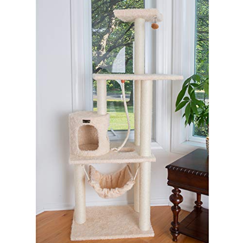 Armarkat 70" Real Wood Cat Furniture,Ultra Thick Faux Fur Covered Cat Condo House A7005, Beige #TOP2