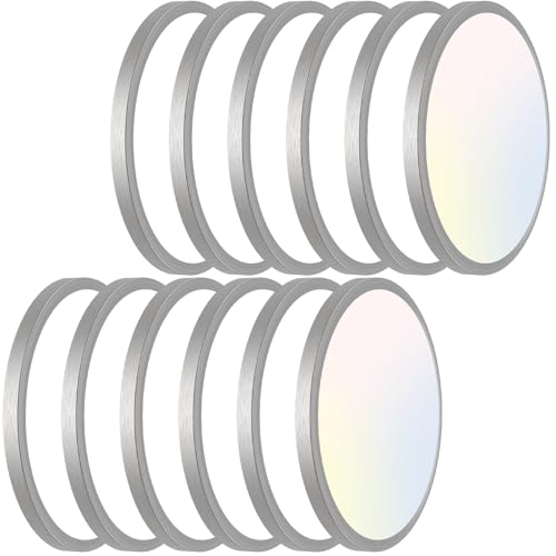 Image of libtit 12 inch Flush Mount LED Ceiling Light Fixture, 3000K 4000K 6500K Adjustable, 28W 3200lm Brushed Nickel Satin Round Ceiling Lamp for Bathroom Shower Hallway Kitchen, 12 Pack