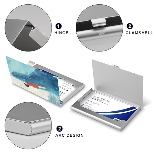 Whale Swimming Sea Ocean Business Card Holder Slim Credit Case Pocket Name Case Wallet for Men Women4