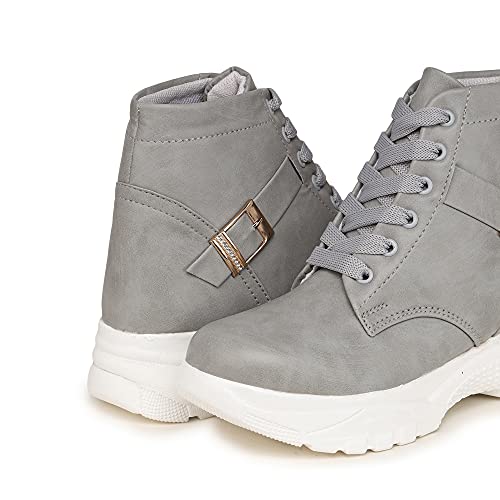 Image of DICY Shoes for Women Girls Boots High Ankle Flat Heel Snakers for Ladies Casual Juta