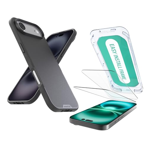 Image of Smartish iPhone Air MagSafe Case + Screen Protector - Magnetic Slim Case - Protective Thin Grip Cover + 2-Pack Tempered Glass Screen Protectors for Apple iPhone Air - Black Tie Affair