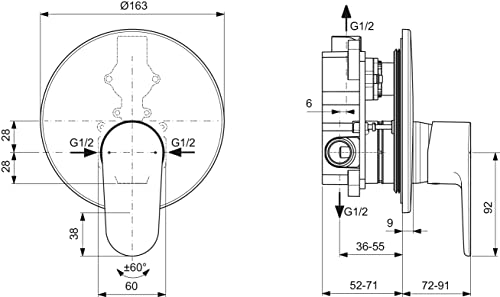 Ideal Standard, Cerafine O, Single-Lever Mixer for Built-in Shower, One Way, External Parts, Silk Black, Black Silk - Image 3
