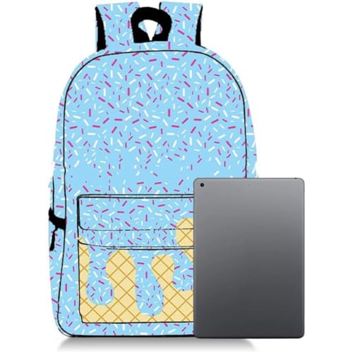 Ice Cream Drip Backpack, Cute Shoulder Bagpacks, Large Capacity Lightweight for Boys Girls Daily Use Travel (White)4