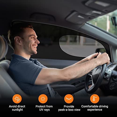 Astroai Car Window Shade, Front Side Window Sun Shade Blocks Sun, Glare And Uv Rays For Baby–Car Sunshades Universal Fit Up To 29.5”H X 35.4”L(2 Pack, Black) #TOP7