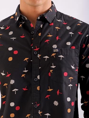 Image of The Indian Garage Co Men's Cotton Regular Fit Conversational Printed Full Sleeves Spread Collar Casual Shirt