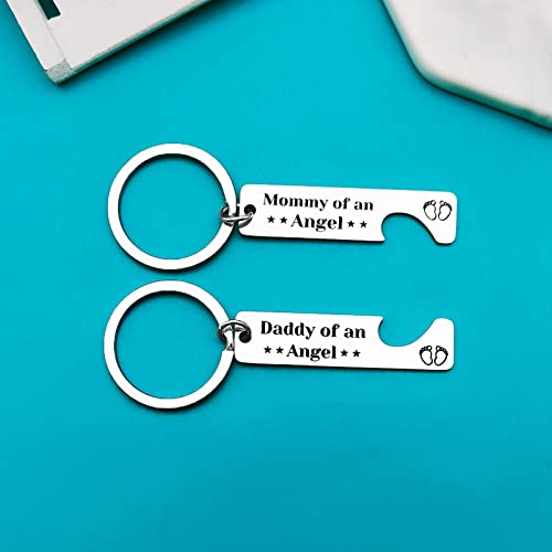 Ximalun Loss of Baby Memorial Keyring Miscarriage Gifts for Parents Mommy of an Angel Daddy of an Angel Keyring Set Loss of Baby Sympathy Gifts Infant Loss Child Loss Memorial Gifts - Image 2