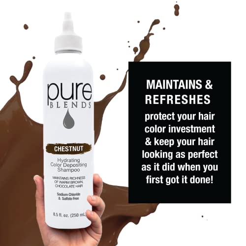 Pure Blends Chestnut Hydrating Color Depositing Shampoo Brighten & Tone Color Faded Hair Semi Permanent Hair Dye Prevents Color Fade Extend Color Service On Color Treated Hair 8.5 Oz. #TOP2